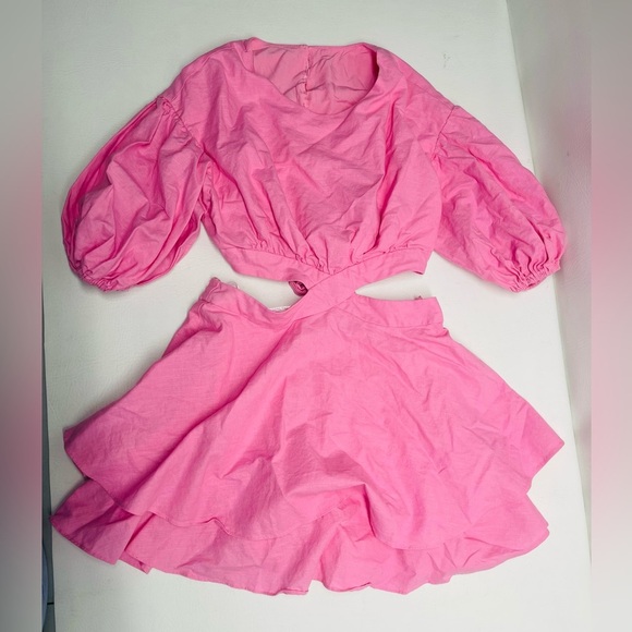 HELLO MOLLY pink ruffle mini dress size M open back - Picture 1 of 6